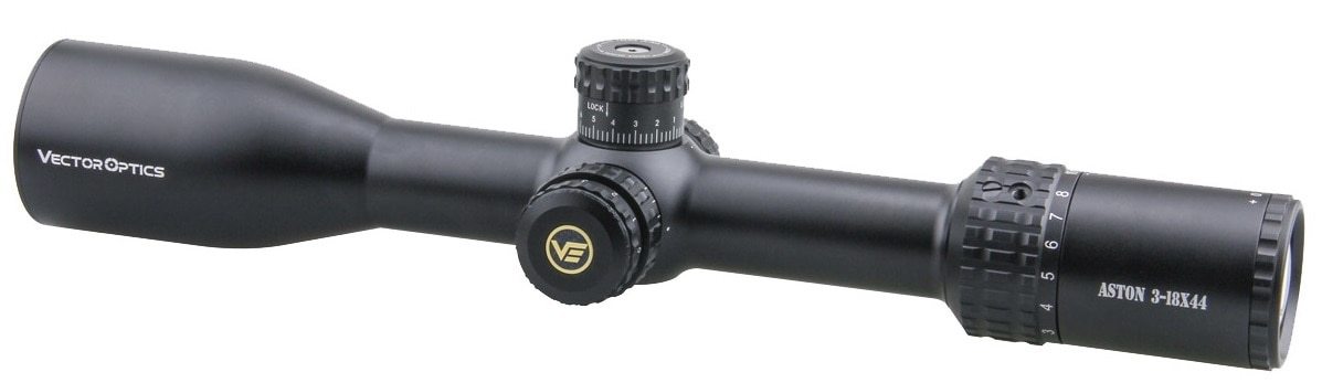 Optics Aston 3-18x44 Tactical riflescope showcasing its sleek design and advanced features for precision shooting.